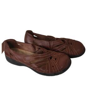 Collection By Clarks Women's Shoes Mary Jane Brown Leather Size 7.5 (UK 5).